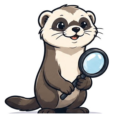 SEOFerret mascot standing with a magnifying glass